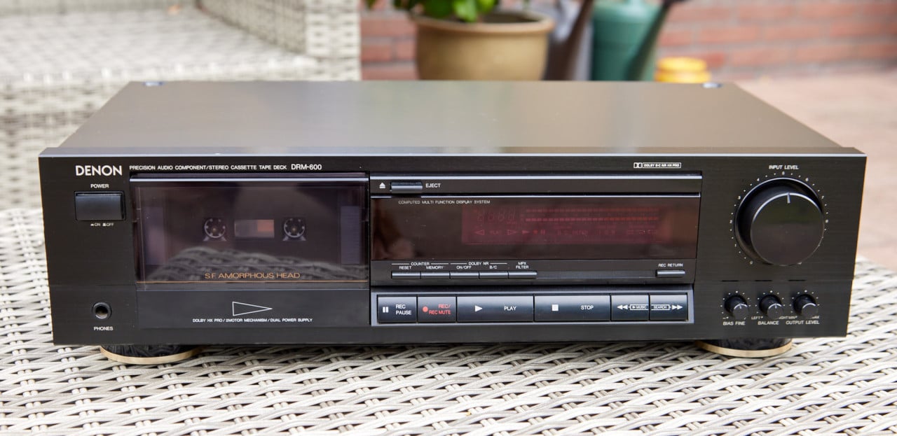 Vintage Denon DRM-600 cassettedeck, zwart