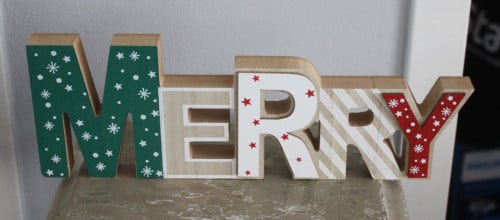 Houten tekstbord merry