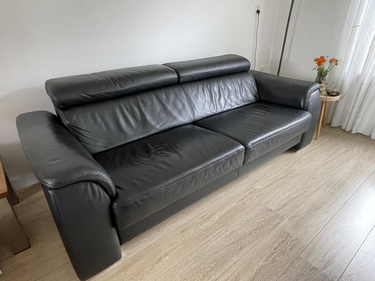 3 zitsbank zwart leder