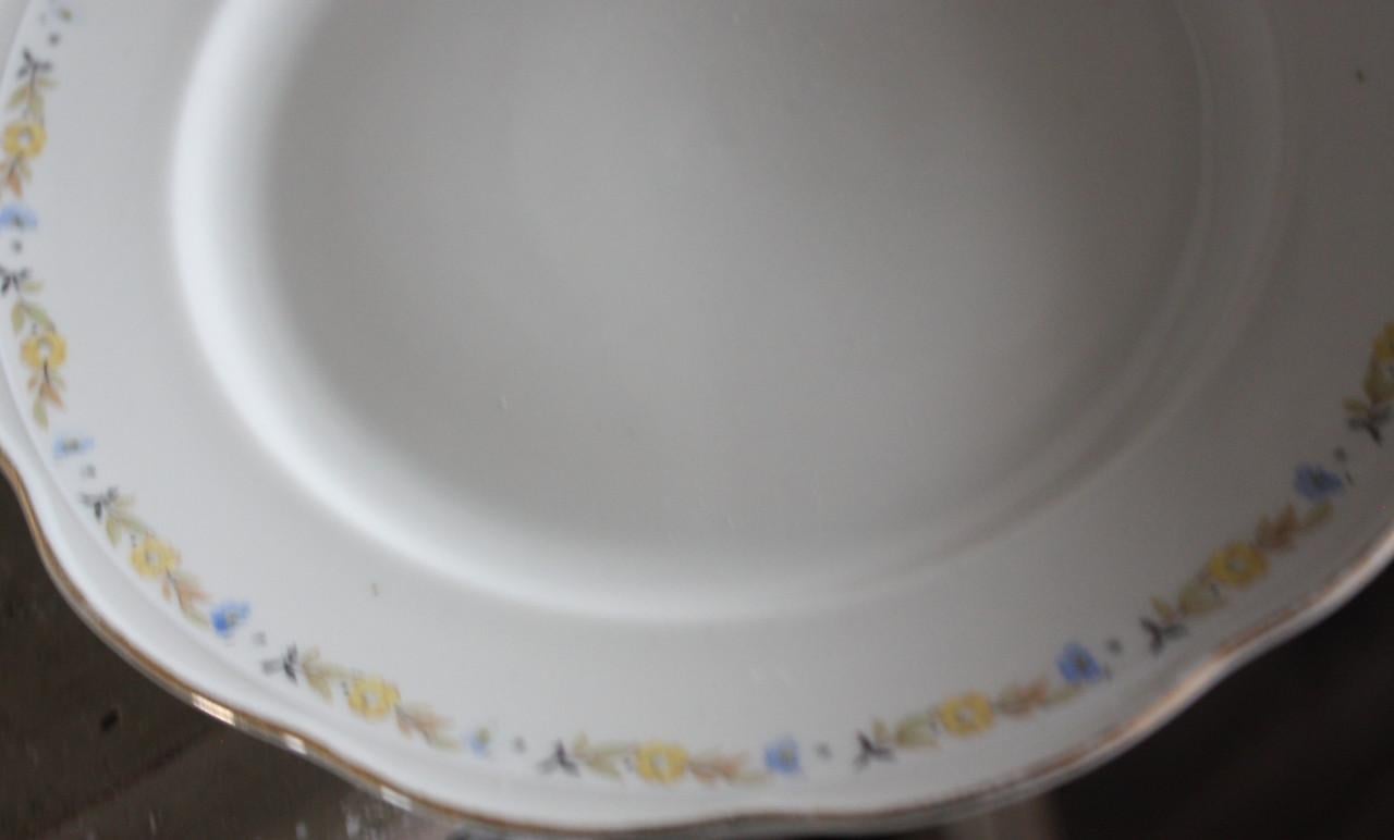 Set van 4 borden met bloemen rand