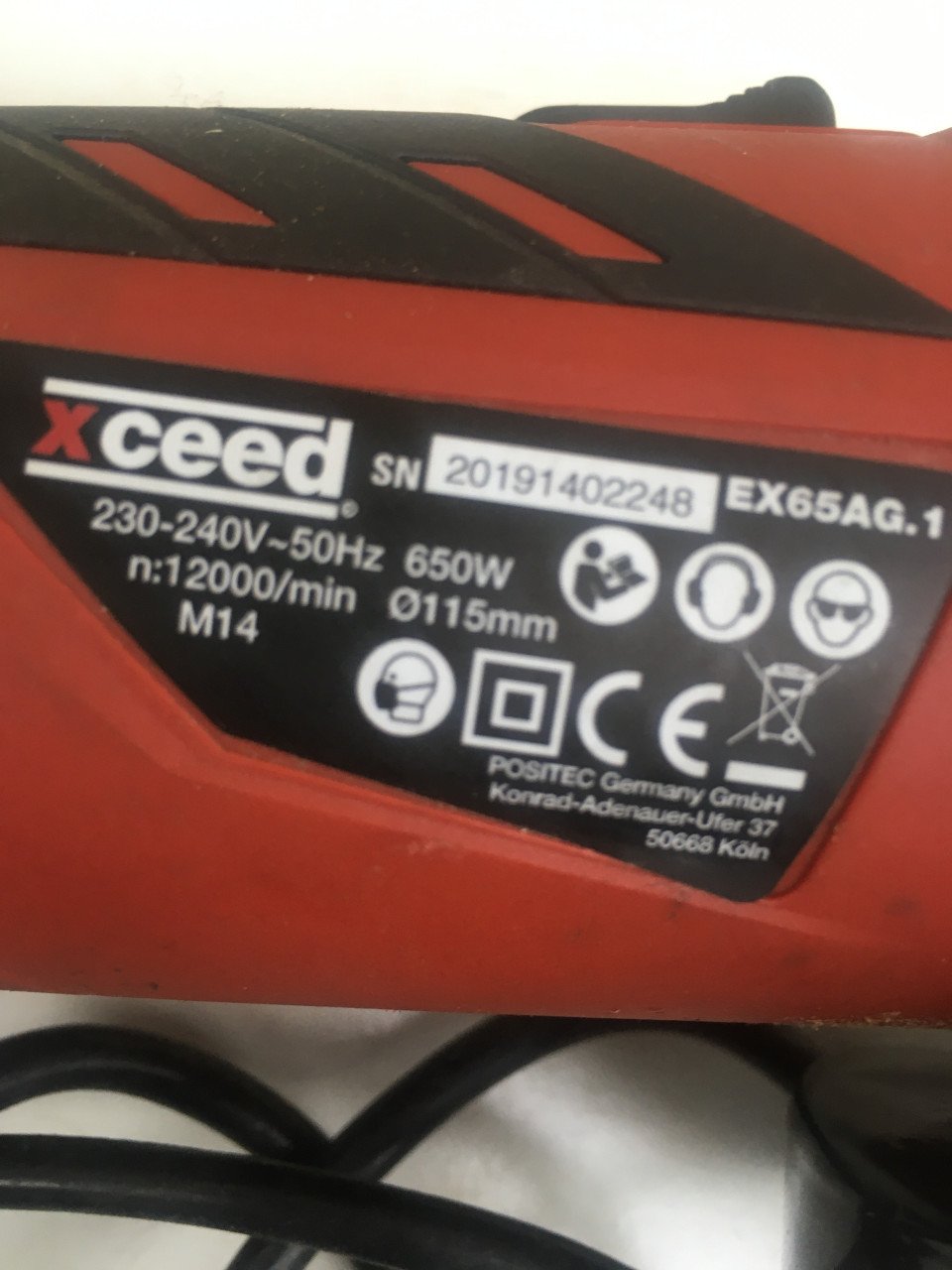Handzame haakse slijper merk X_ceed   schijfopname 115mm
