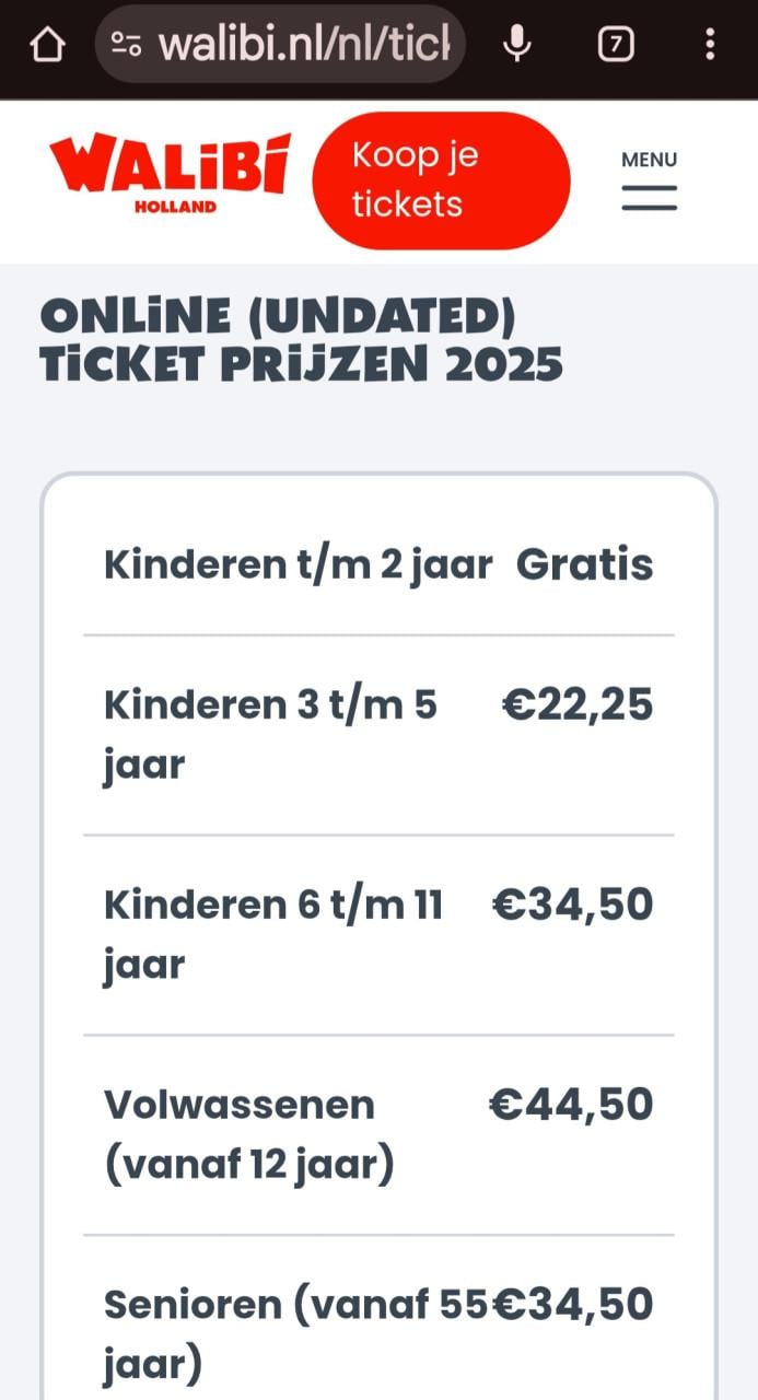 6 kaartjes voor Walibi Nederland