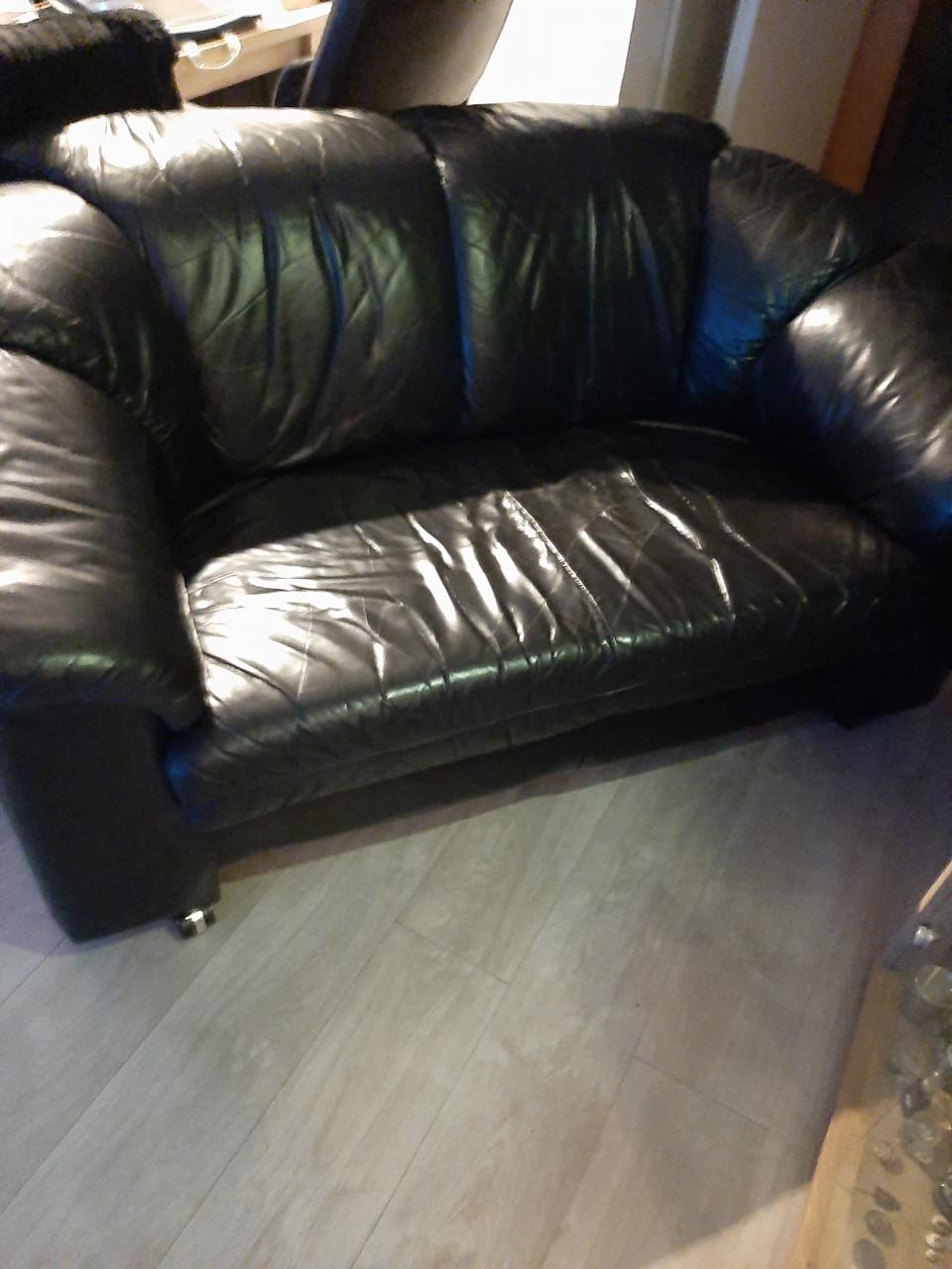 Leren 2 zits bank zwart