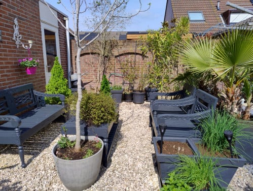Mooie houten merk tuinset te koop