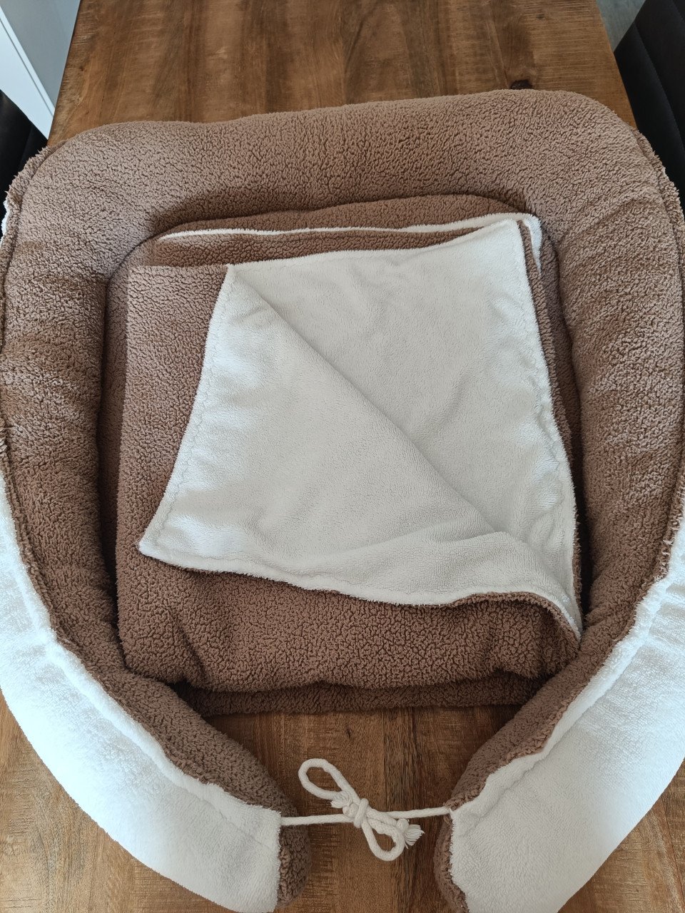Tweelingnest cacao teddy bamboo ecru terry met XL deken