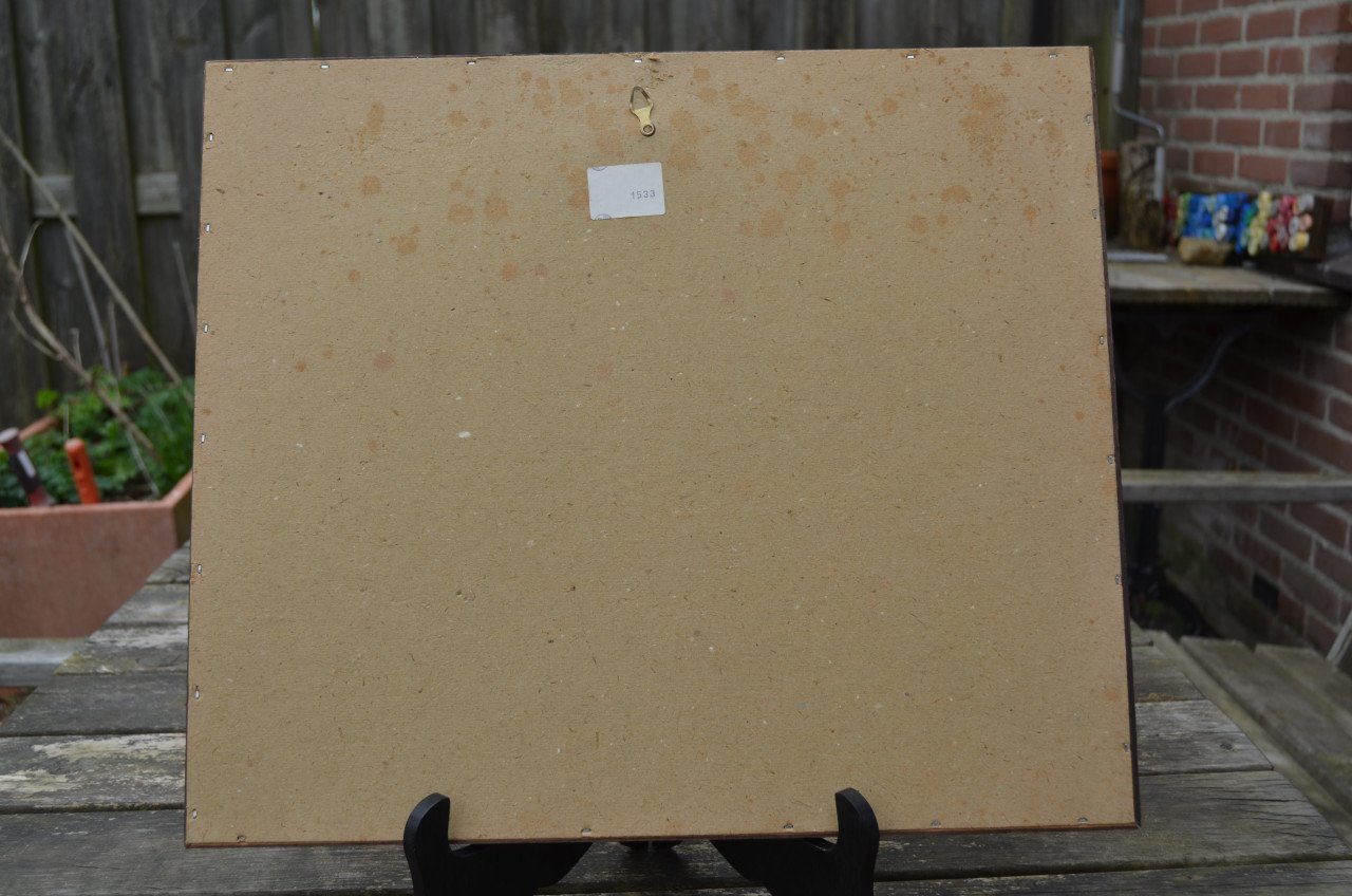 Chromolitho boerenwoning Oud Achterbosch Mol Dirk Baksteen