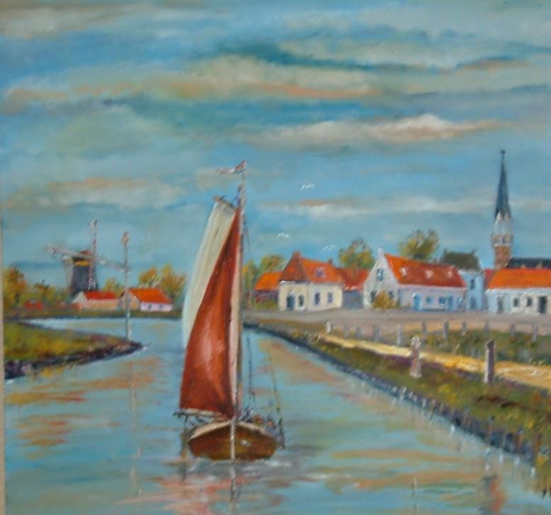Arm 6 Voor anker  bij haven plaatsje
