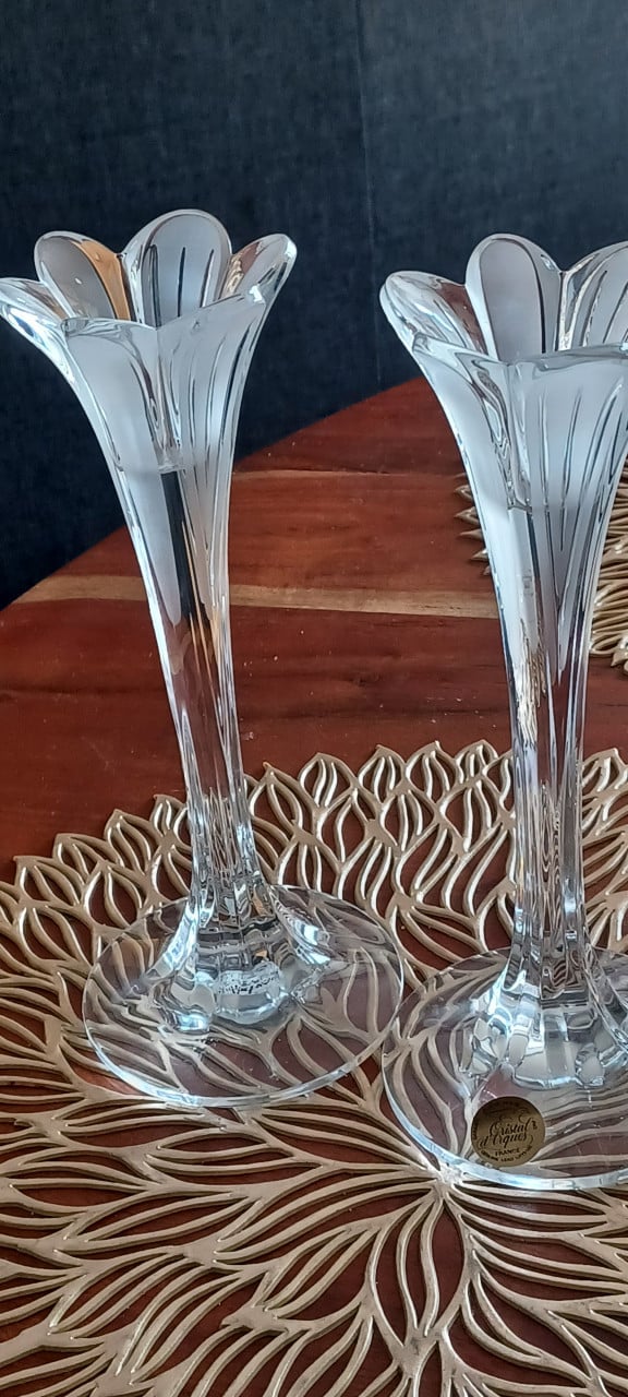 Set van 2 kandelaren van France Cristal d'Argues 24% lood christal.