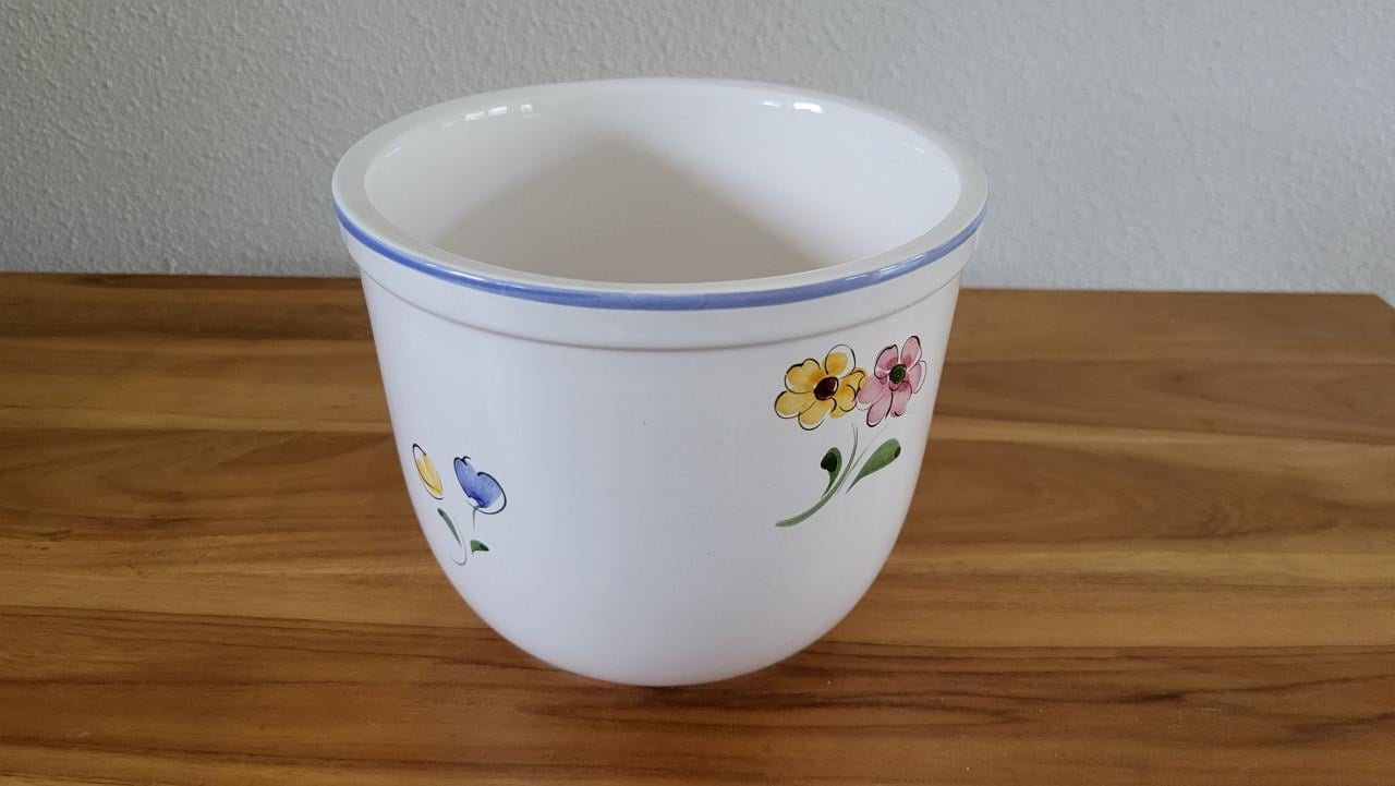 Bloempot keramiek wit / bloemen