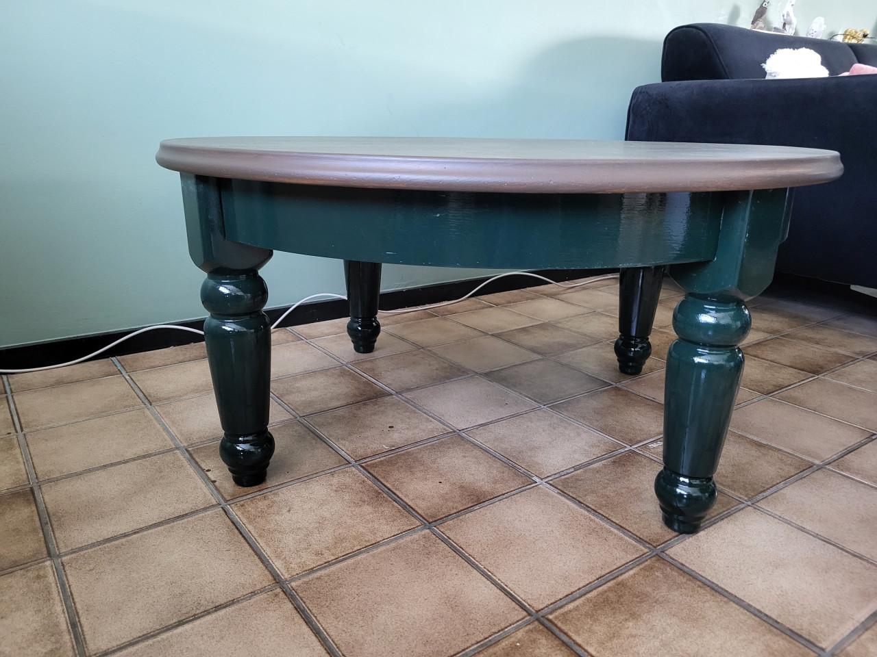 Eetkamer set vol eiken in antiek groen