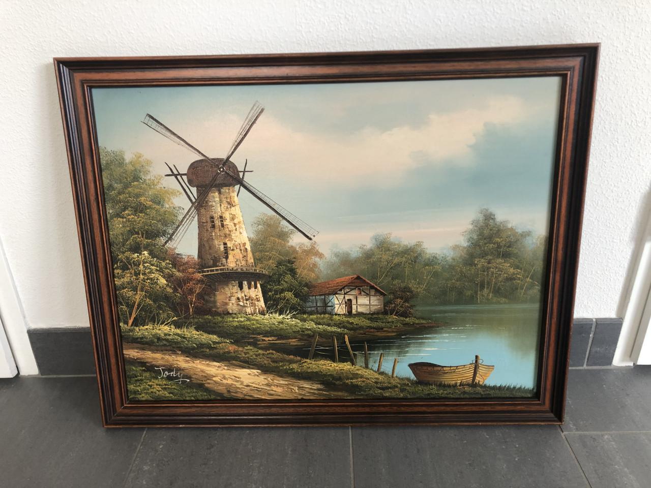 Olieverf schilderij in mooie houten lijst