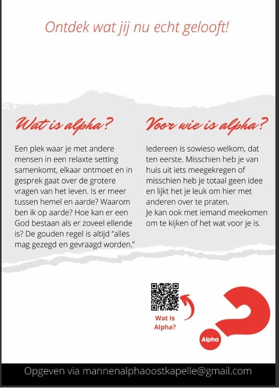 Bijbelcursus mannenalpha Alpha Nederland