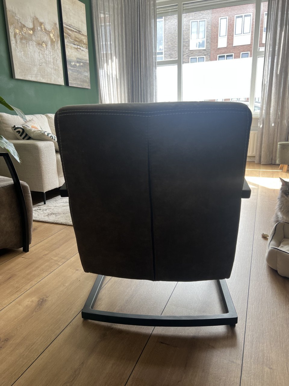 Taupe velvet stoelen met metalen frame - per stuk of set