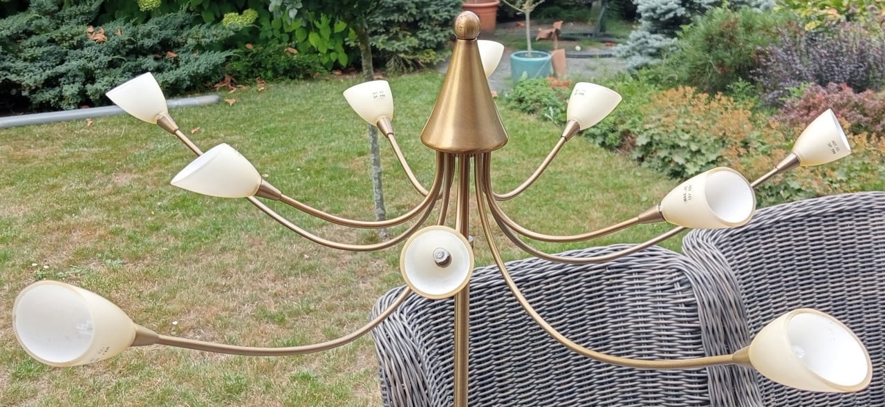 10 lichts, luxe hanglamp/ plafondlamp. koper/brons kleurig