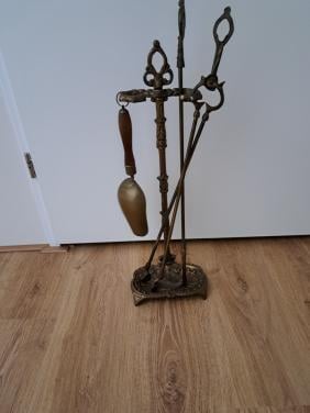 Koperen openhaard set.