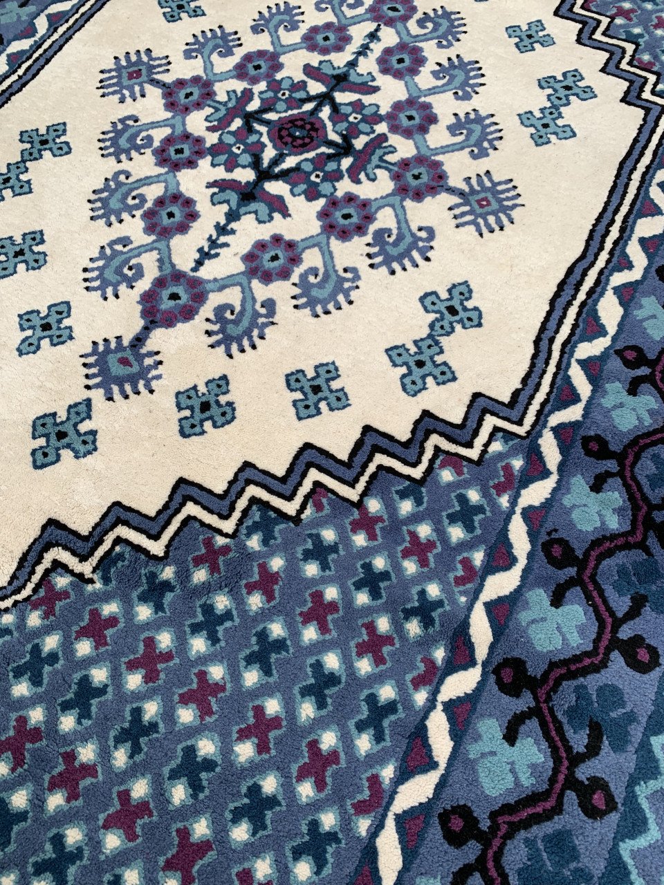 💙Schitterend Sfeervol Blauw Handgeknoopt Vintage Vloerkleed 💙