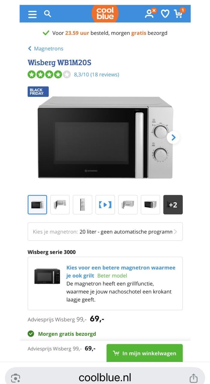 Als nieuw en kort gebruikte zilveren Magnetron nieuwprijs €70,-