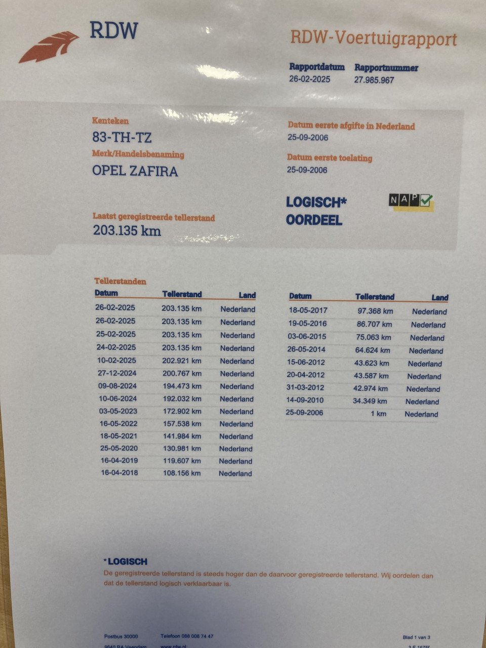 Opel Zafira | APK 04-2026 |203.135 KM | NAP | Dealeronderhouden | Trekhaak.