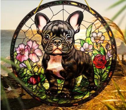Raamhanger franse bulldog puppy