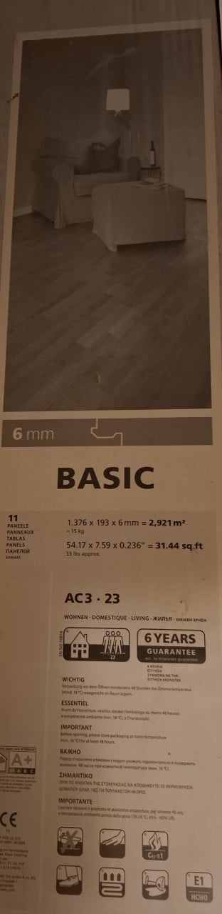 Laminaat in verpakking met ondervloer (60 m²)