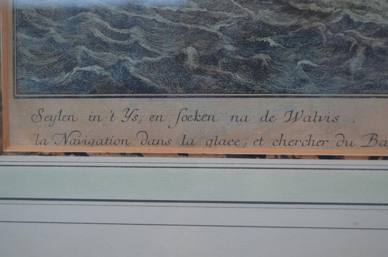 Nederlandse opticaprent 'Walvisvaart/vangst' ca. 1750