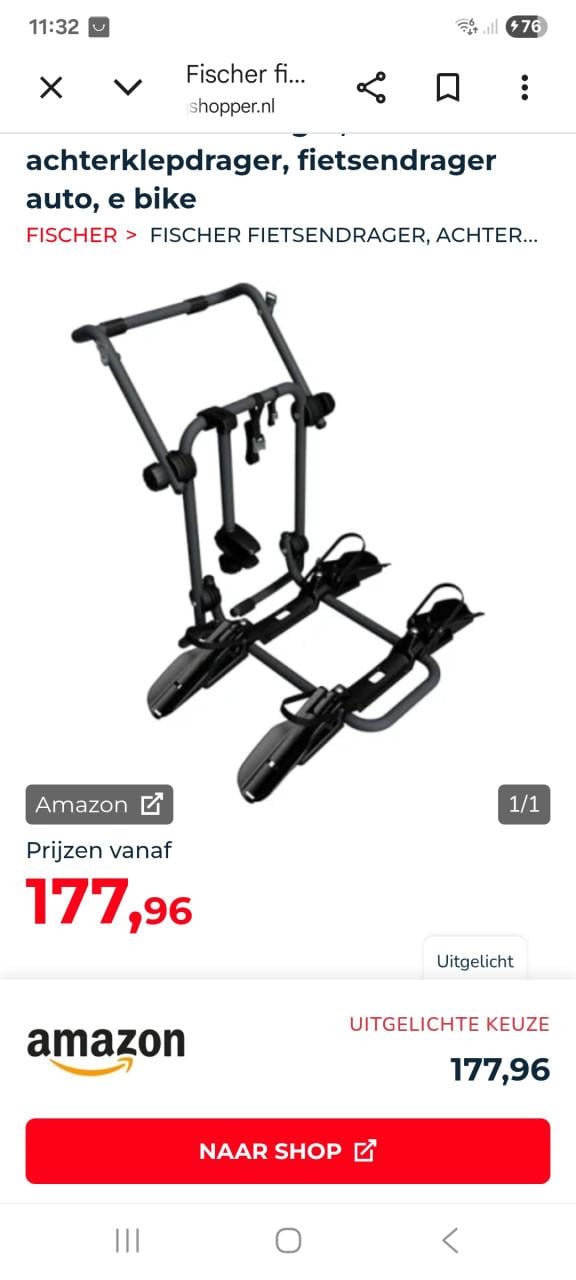 Fischer fietsendrager voor achterop op auto