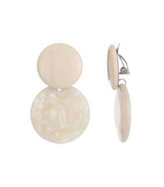 Oorclips wit met ronde schijven in marmerlook