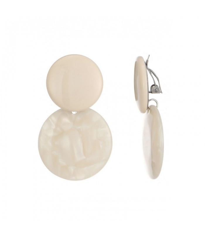 Oorclips wit met ronde schijven in marmerlook