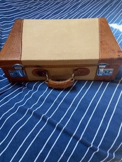 RETRO KOFFERTJE  CANVAS/LEDER