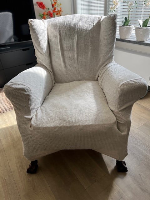 Gemakkelijke fauteuil met off-white hoes