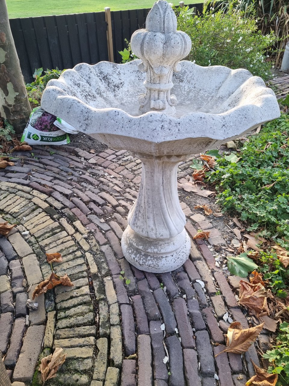 Betonnen tuinfontein schaal-bloembak voor in de tuin