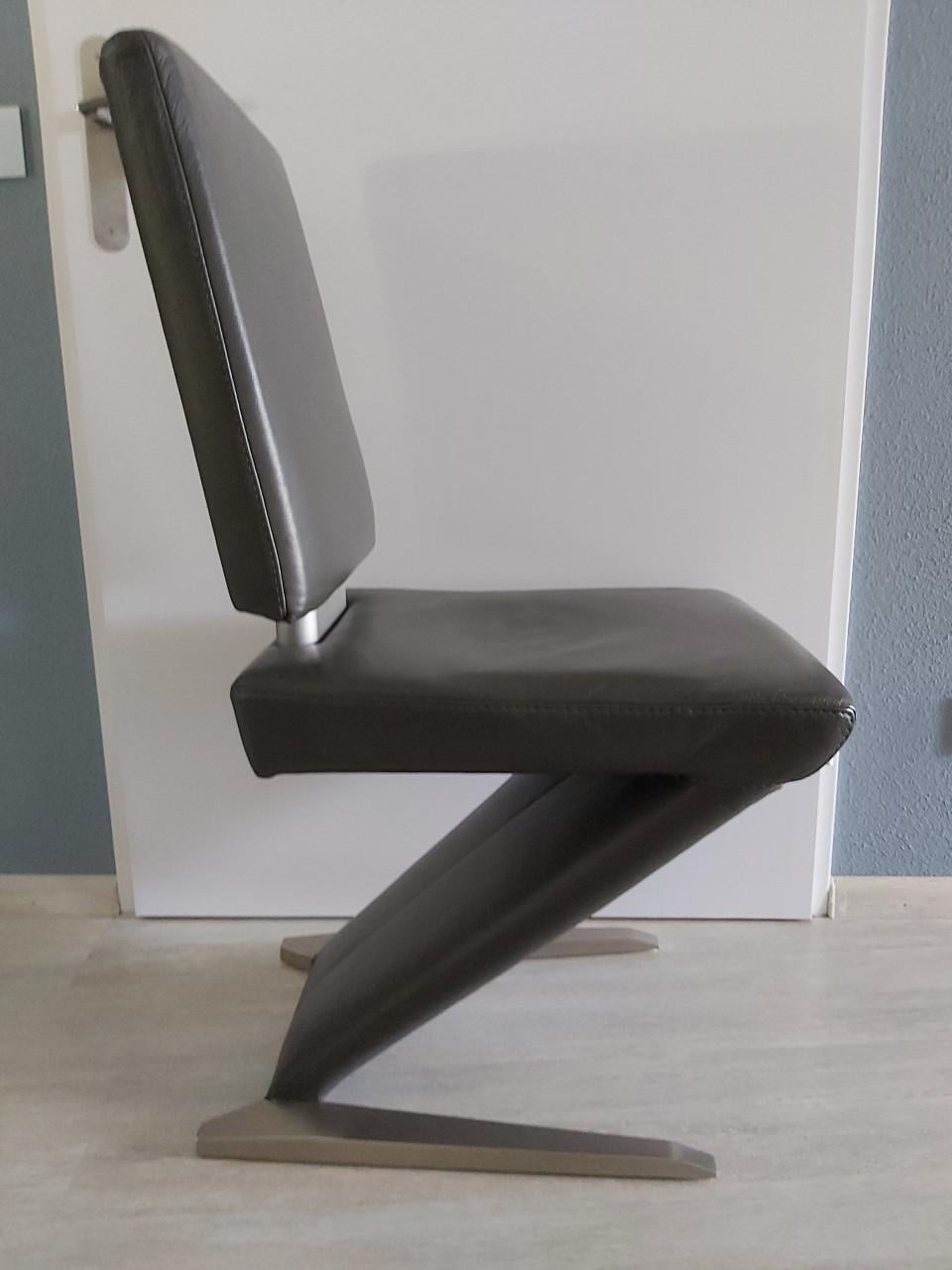 6 stuks leren merk Mustering eetkamertafelstoelen
