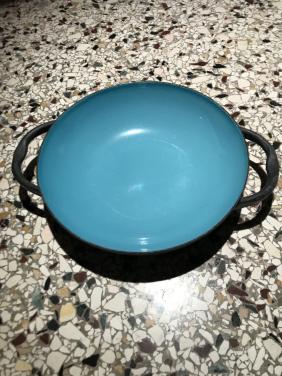 Geëmailleerd plat pannetje uit Frankrijk