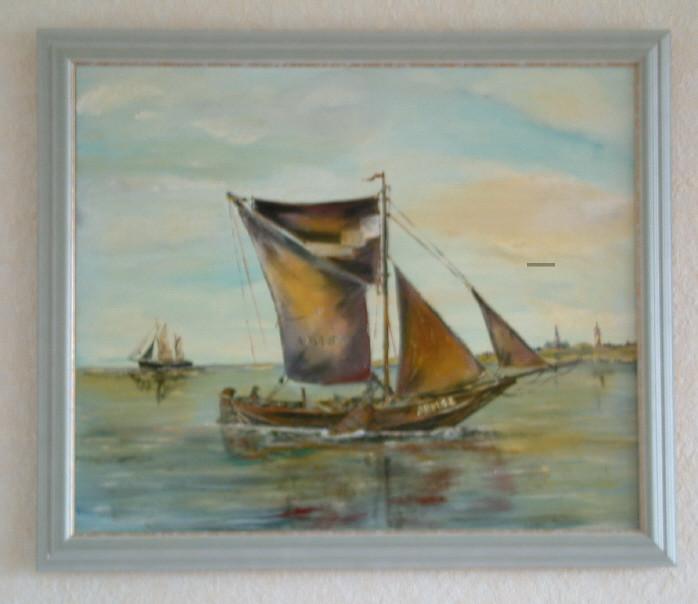 Div schilderijen  oude  zeil visserij met Veere -Vlissingen  Jac Caljouw