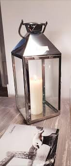 Lantaarn voor kaars - windlicht roestvrij staal en glas indoor/outdoor