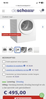 Beko DA8012GA afvoer droger (8kg) 3x gebruikt!
