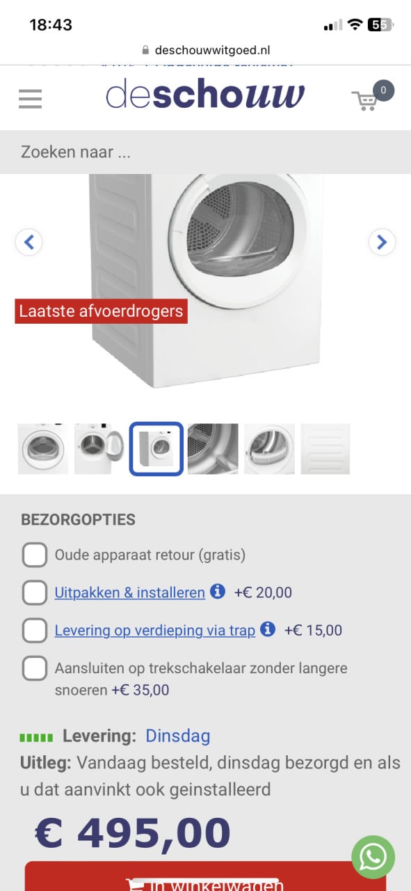 Beko DA8012GA afvoer droger (8kg) 3x gebruikt!