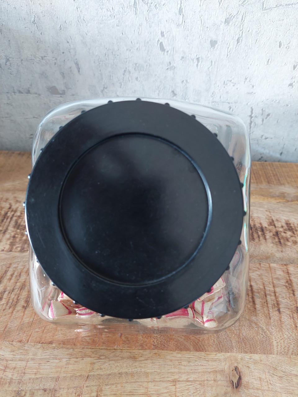 Glazen snoeppot met bakelieten deksel