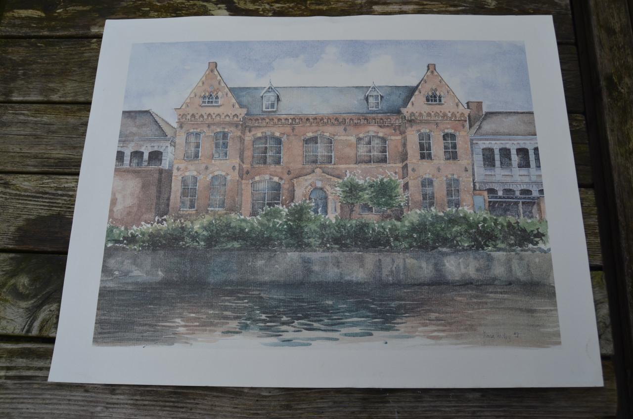Aquarel Oude gevangenis Middelburg Fiona Hanley '82.