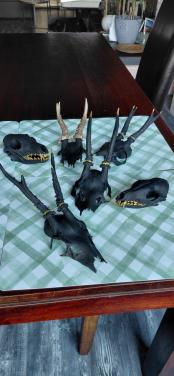 Handgemaakte Gothic Art: Unieke handgeschilderde vossen- en reeënschedels