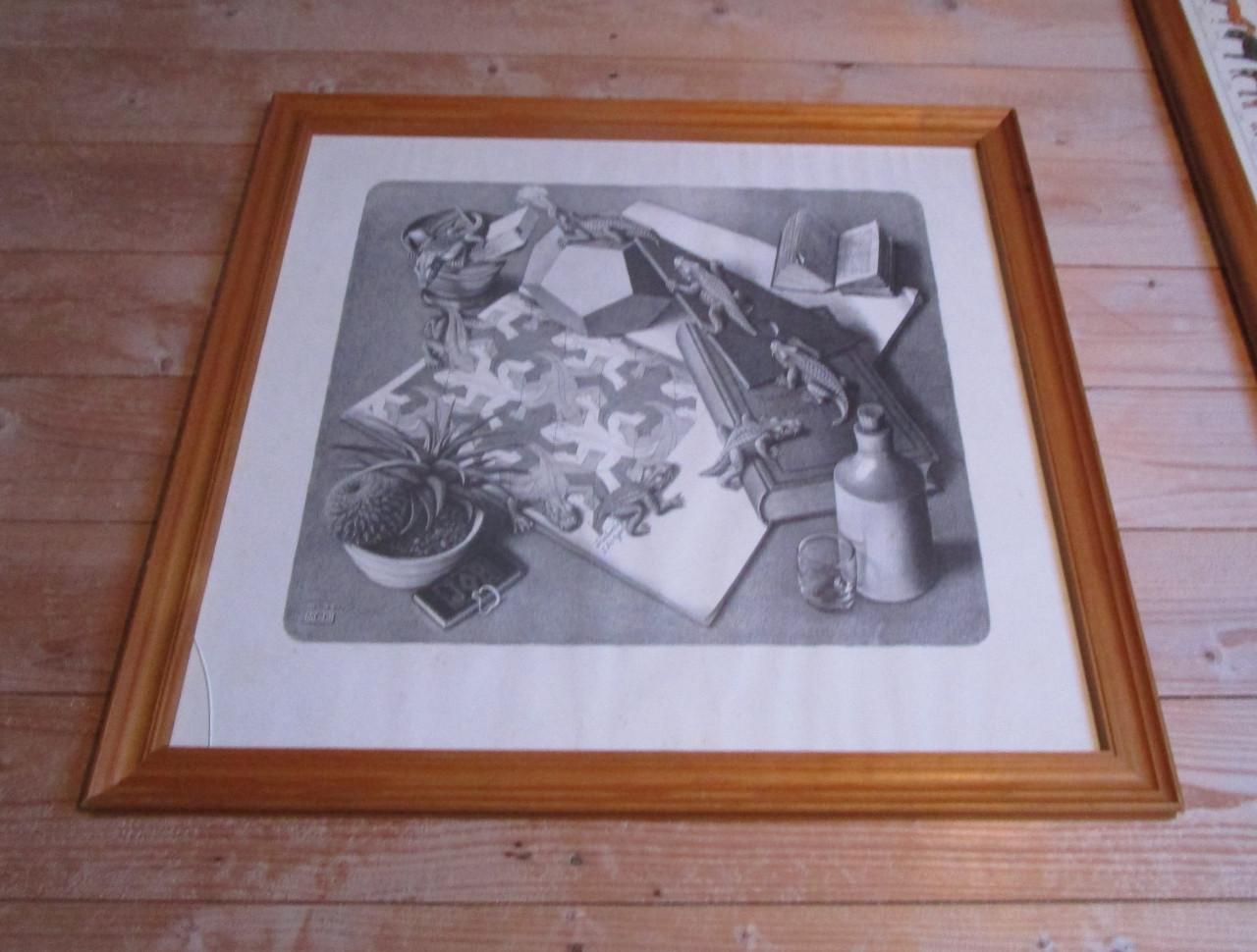 M.C. Escher Reptielen Litho ingelijst met ontspiegeld glas