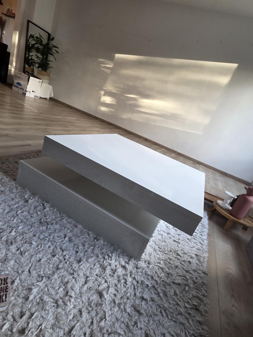 Witte salontafel met draaibaar bovenblad - Modern design
