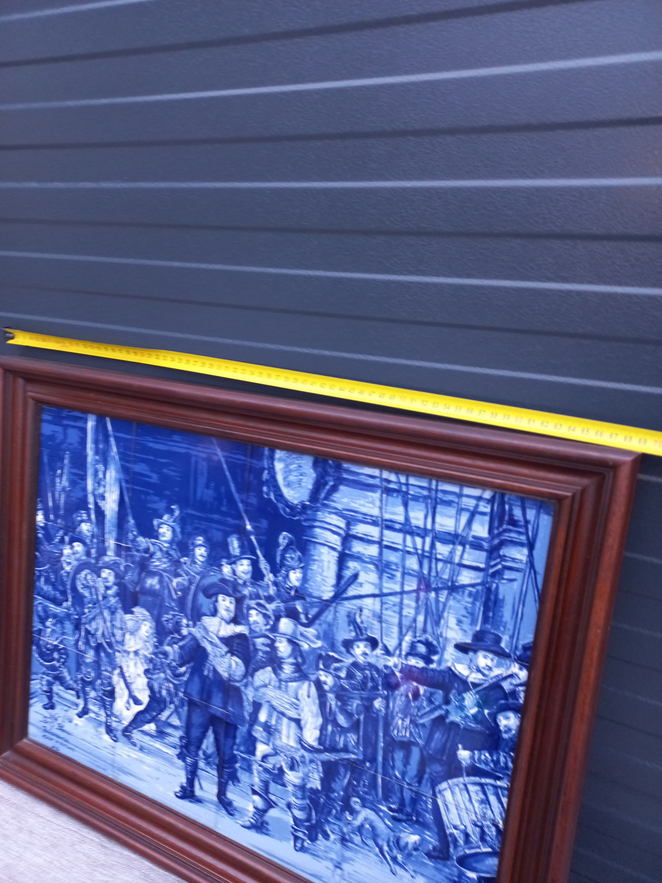 NACHTWACHT REMBRANDT-DELFTS BLAUW TEGELTABLEAU-SET VAN 16 TEGELS