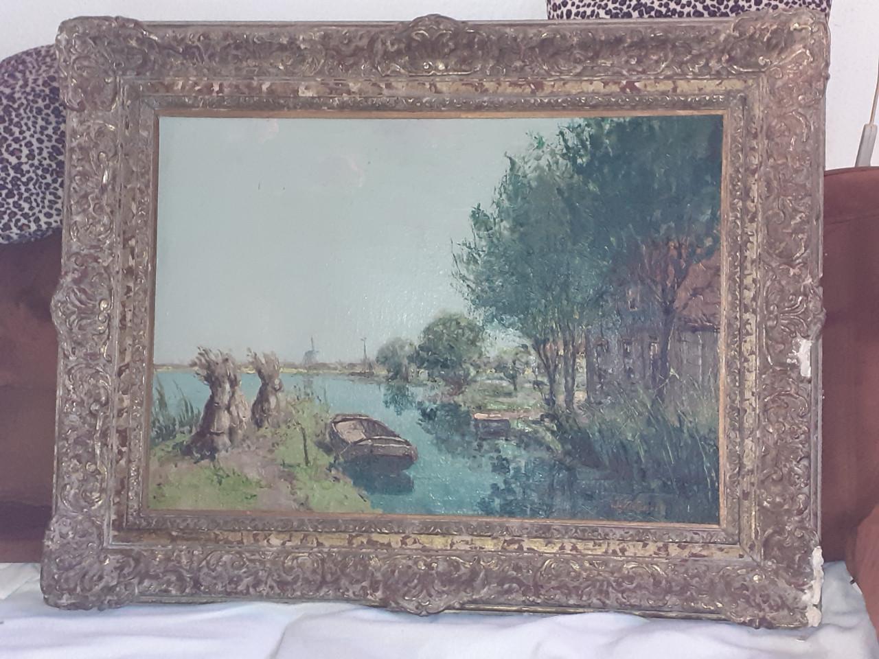 2 x LANDSCHAP Schilderij groot XXL klassiek met boot & XL