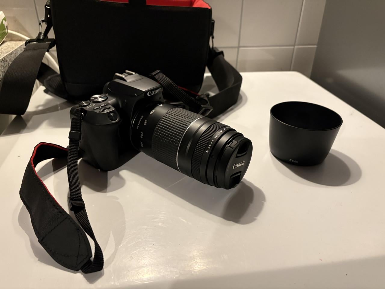 Canon EOS 250D met 2 lenzen en cameratas