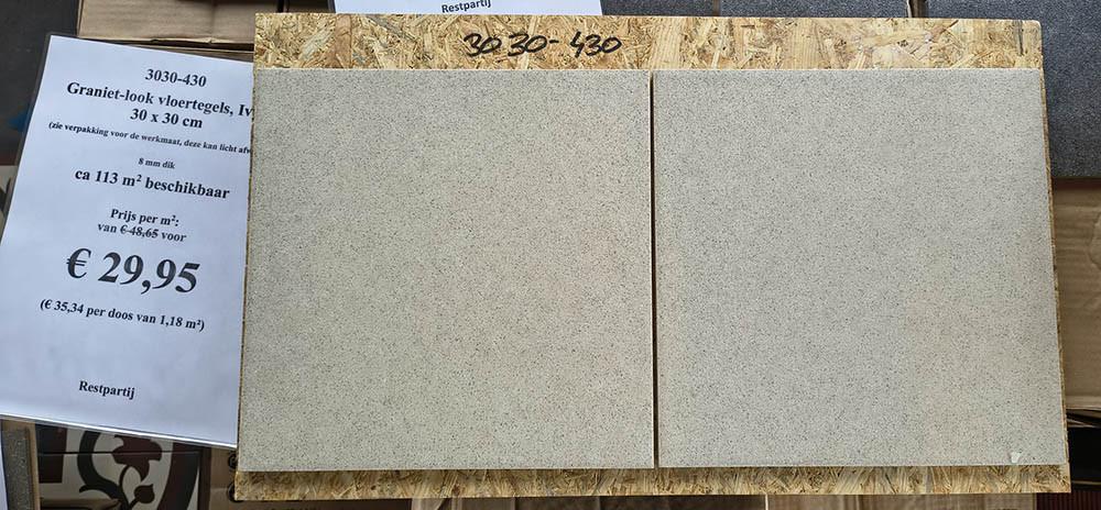 3030-430 Natuursteenlook tegels, ivoor, 30x30cm, prijs per m²