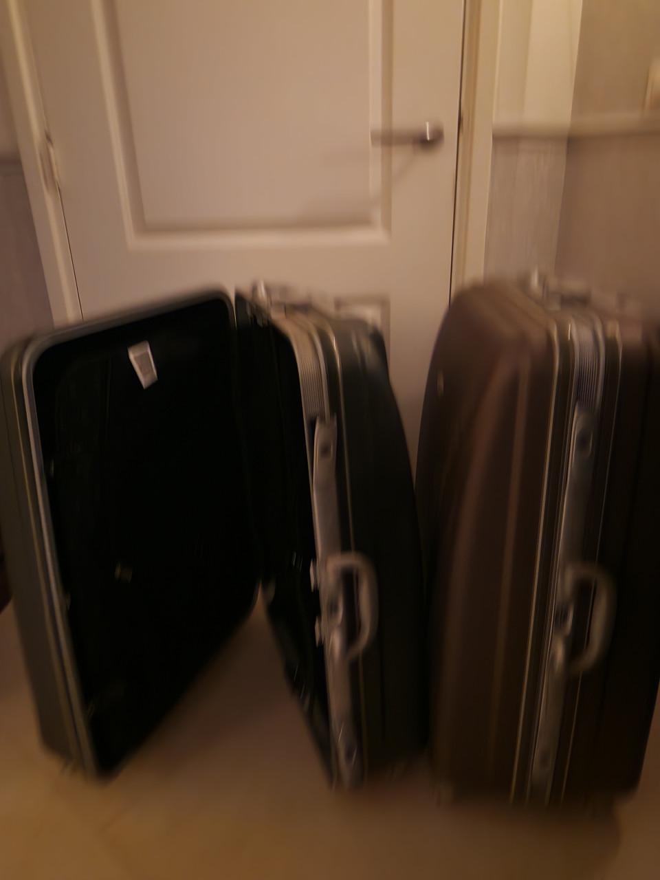 2 REISKOFFERS OP WIELEN