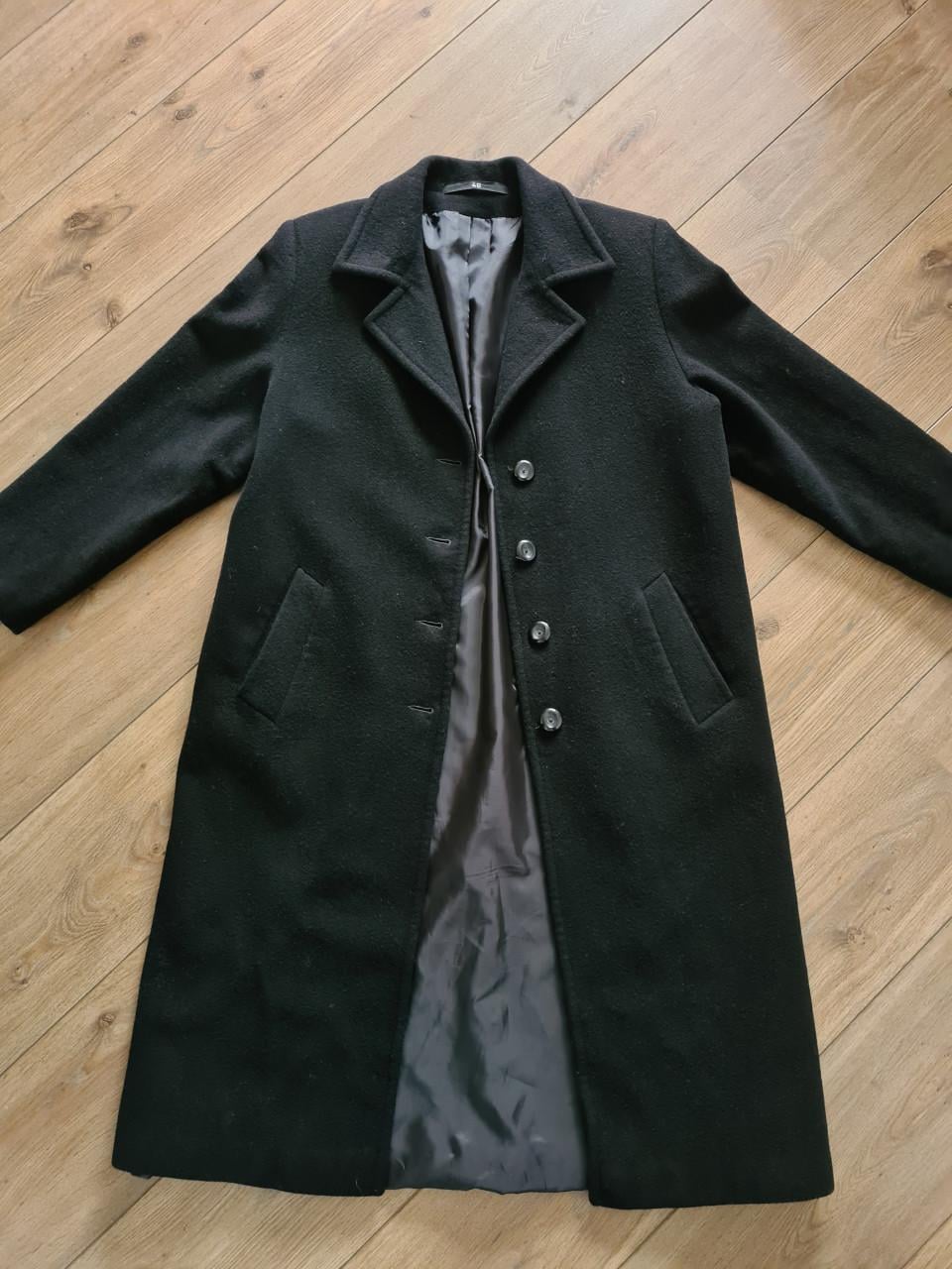Mooie Vintage lange zwarte jas Mt 46 / Mt L