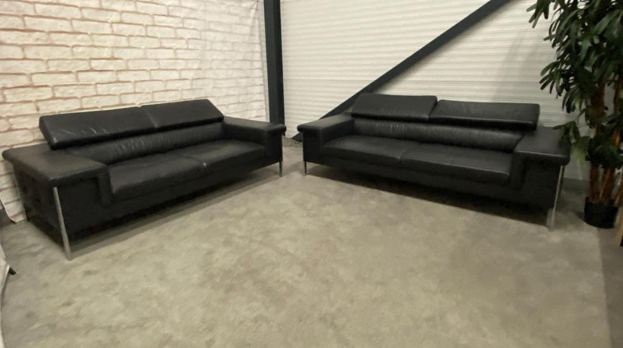GRATIS LEVERING HEEL NL Montel Zwarte Echt Leren Bankstel