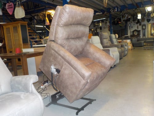 Nieuwe stoffen luxe elektrische sta-op relax fauteuil met 2 motoren